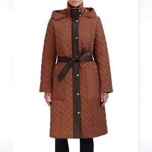 Cole Haan Hooded Signature belted long coat Size XL